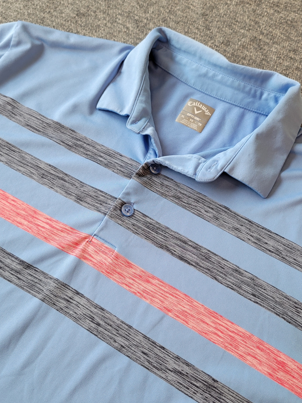 Callaway Opti Dri Polo Shirt Men's XL Blue Striped Stretch Performance Golf